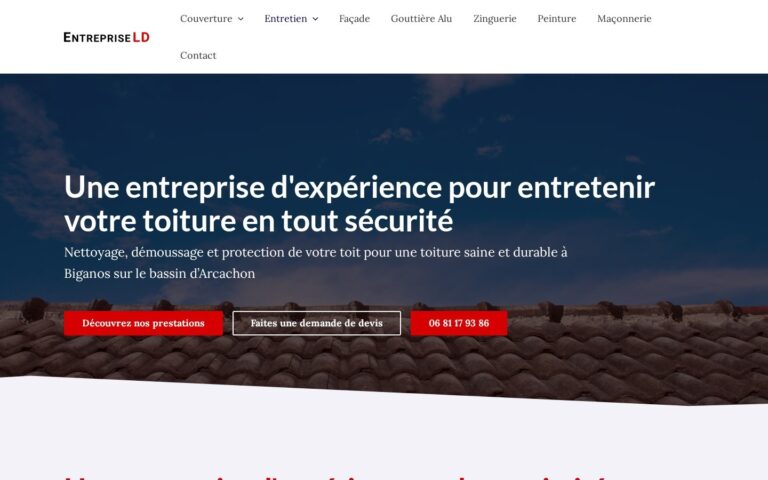 Capture d'écran de la page Entretien du site Entreprise LD